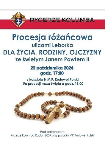 Rycerze Kolumba zapraszają na procesję różańcową wtorek 22.10.2024